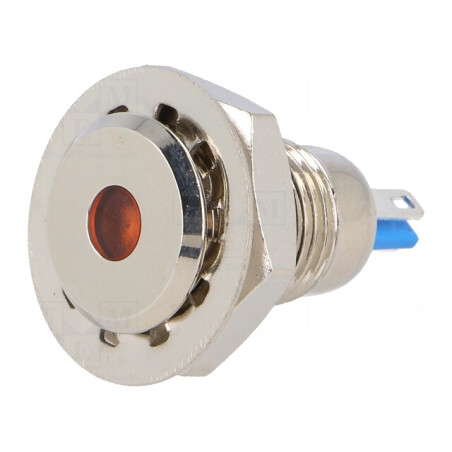 Lampă LED portocalie 12VDC Ø12mm IP67 alamă | Electronic-mag.ro | Componente Electronice