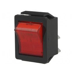 Comutator Basculant DPST ON-OFF 16A 250V roșu cu neon | Electronic-mag.ro | Componente Electronice
