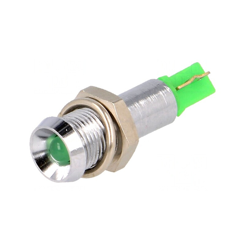 Lampă LED concavă verde IP67 24-28VDC Ø6.2mm | Electronic-mag.ro | Componente Electronice