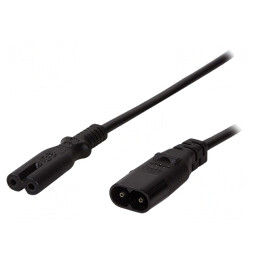 Cablu Alimentare IEC C7-C8 2m Negru | Electronic-mag.ro | Componente Electronice