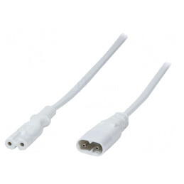 Cablu Alimentare Alb 2m IEC C7 la IEC C8 | Electronic-mag.ro | Componente Electronice