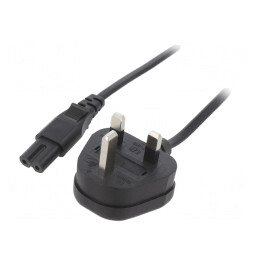 Cablu Alimentare Negru 1m 3A 2x0.75mm2 Mufă BS 1363 la IEC C7 | Electronic-mag.ro | Componente Electronice