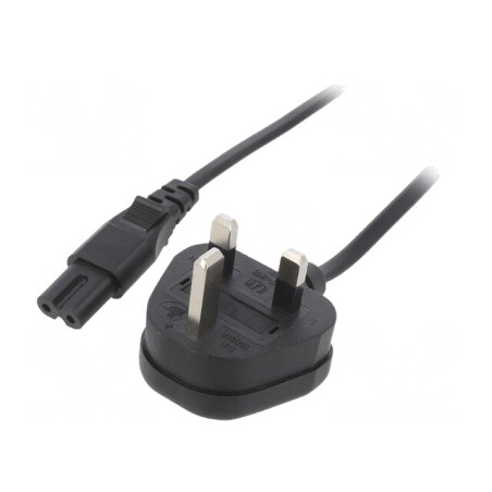 Cablu Alimentare Negru 1m 3A 2x0.75mm2 Mufă BS 1363 la IEC C7 | Electronic-mag.ro | Componente Electronice