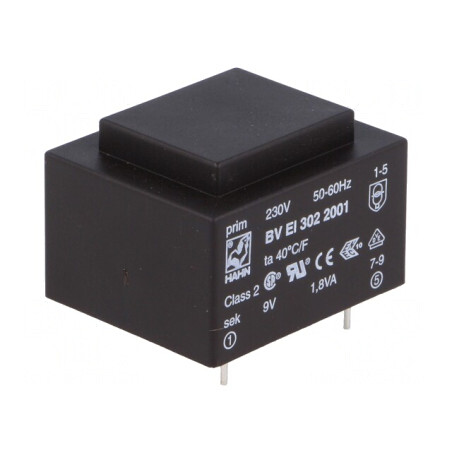 Transformator Încapsulat 1,8VA 230V 9V 200mA PCB | Electronic-mag.ro | Componente Electronice