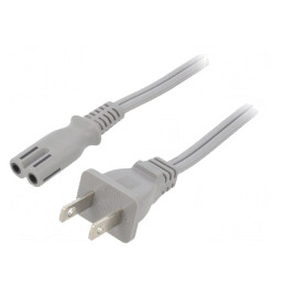 Cablu Alimentare 2x18AWG IEC C7 la NEMA 1-15 3m Gri 7A | Electronic-mag.ro | Componente Electronice