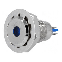 Lampă LED albastră 12V IP67 Ø12mm alamă