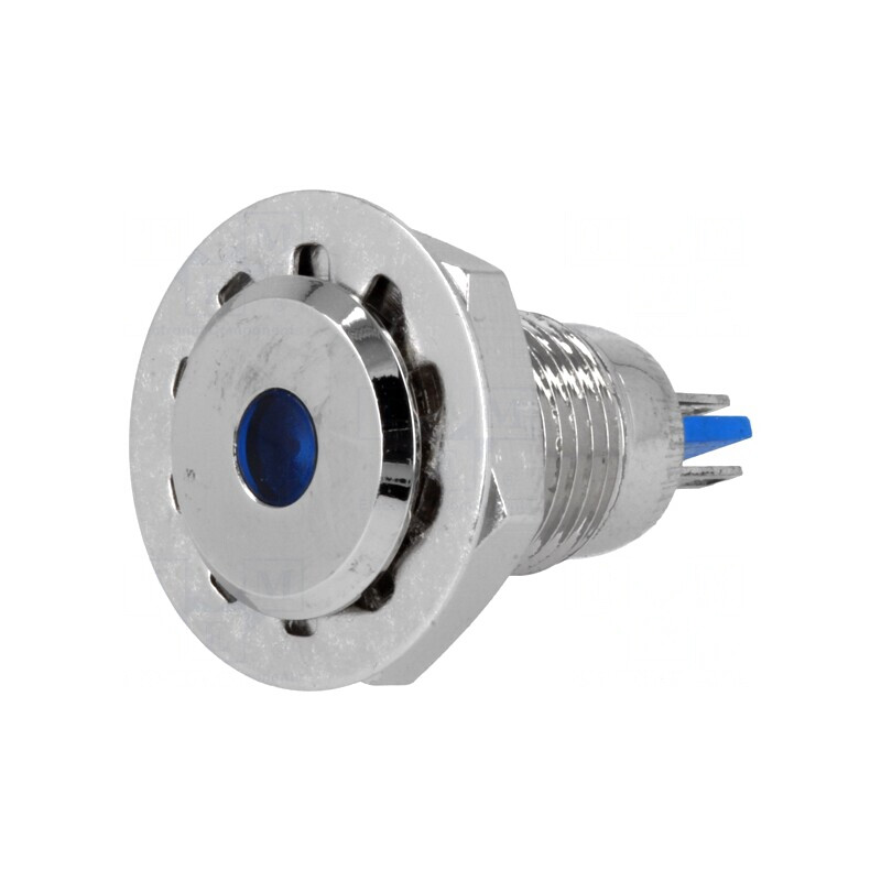 Lampă LED albastră 12V IP67 Ø12mm alamă | Electronic-mag.ro | Componente Electronice