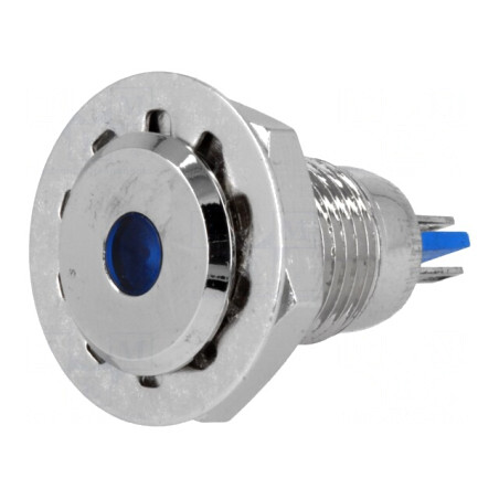 Lampă LED albastră 12V IP67 Ø12mm alamă | Electronic-mag.ro | Componente Electronice