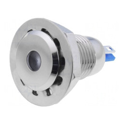 Lampă LED plată albă 12VDC Ø12mm IP67 pentru lipit