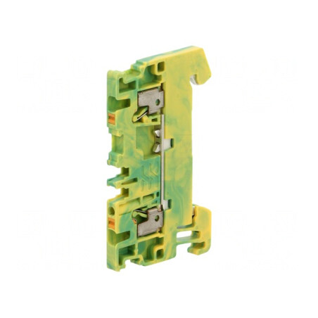 Conector Șine 1.5mm2 1 Piste 2 Borne Galben-Verde | Electronic-mag.ro | Componente Electronice