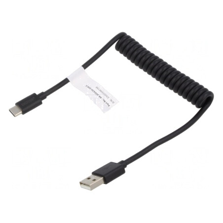 Cablu USB 2.0 Power Delivery Spiralat Negru | Electronic-mag.ro | Componente Electronice