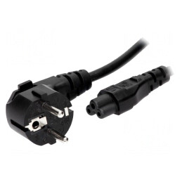 Cablu Alimentare 3x0,75mm2 cu Ștecăr în Unghi și Conector IEC C5 | Electronic-mag.ro | Componente Electronice