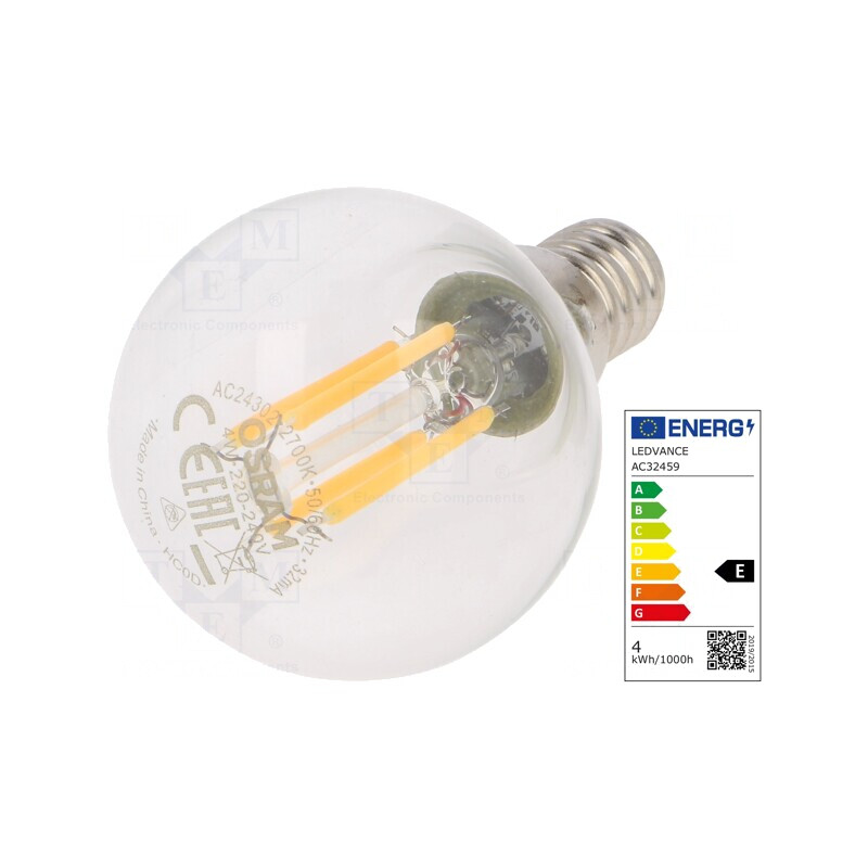 Lampă LED E14 4W Alb Cald 470lm 2700K | Electronic-mag.ro | Componente Electronice