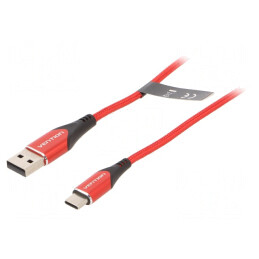 Cablu USB 2.0 A la USB C 1m Roșu 480Mbps | Electronic-mag.ro | Componente Electronice