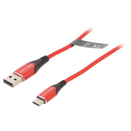 Cablu USB 2.0 USB A la USB C 1,5m roșu | Electronic-mag.ro | Componente Electronice