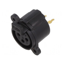 Soclu XLR Mamă 3 Pin THT Aurit Negru | Electronic-mag.ro | Componente Electronice