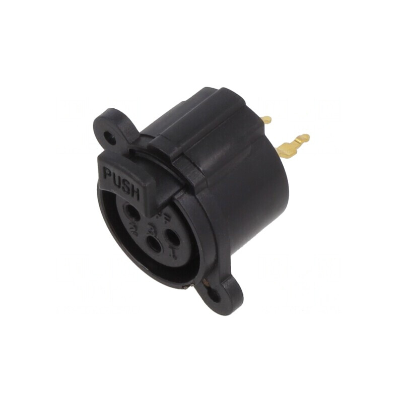 Soclu XLR Mamă 3 Pin THT Aurit Negru | Electronic-mag.ro | Componente Electronice