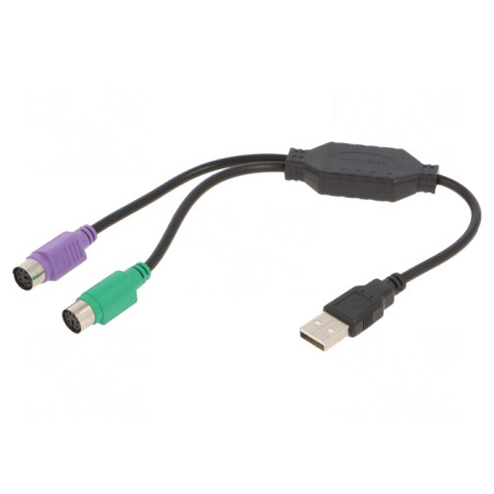 Adaptor USB 2.0 PS/2 Dual 0.3m Negru | Electronic-mag.ro | Componente Electronice