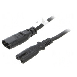 Cablu Alimentare IEC C7 Mama la C8 Tata 2m Negru | Electronic-mag.ro | Componente Electronice