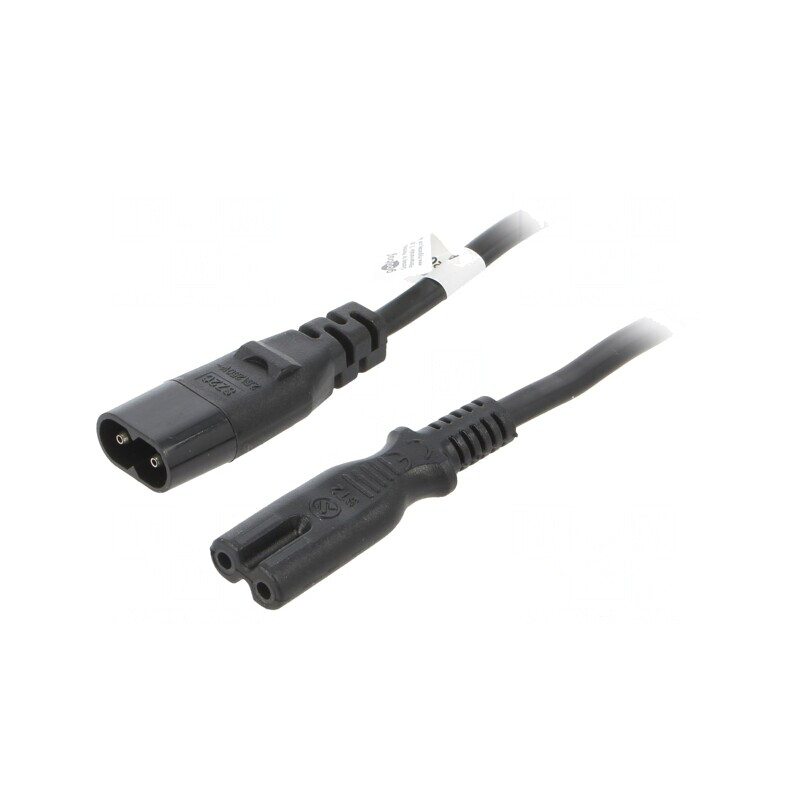 Cablu Alimentare IEC C7 Mama la C8 Tata 2m Negru | Electronic-mag.ro | Componente Electronice