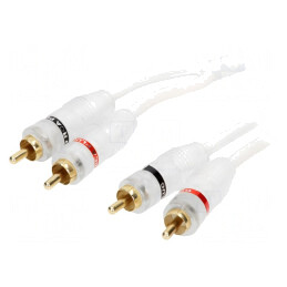 Cablu RCA dublu 3m alb | Electronic-mag.ro | Componente Electronice
