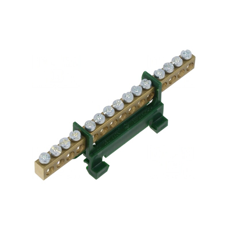 Regletă de conexiuni 16mm2, 1 pistă, 15 borne, verde | Electronic-mag.ro | Componente Electronice