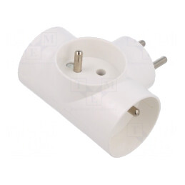 Conector Alimentare AC Splitter Alb 250VAC 16A 2P+PE | Electronic-mag.ro | Componente Electronice