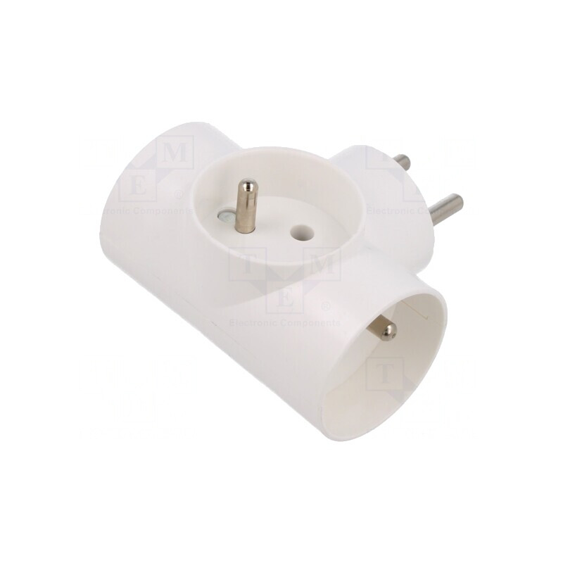 Conector Alimentare AC Splitter Alb 250VAC 16A 2P+PE | Electronic-mag.ro | Componente Electronice
