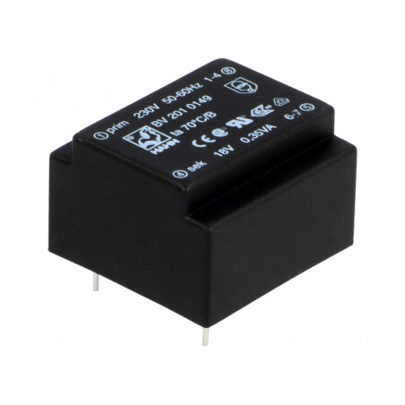 Transformator Încapsulat 0,35VA 230VAC 18V 19mA PCB | Electronic-mag.ro | Componente Electronice
