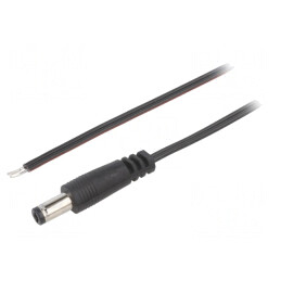 Cablu Alimentare DC 5,5/2,1mm 1,5m Negru | Electronic-mag.ro | Componente Electronice