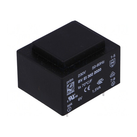 Transformator Încapsulat 1,5VA 230VAC 6V 250mA pentru PCB | Electronic-mag.ro | Componente Electronice