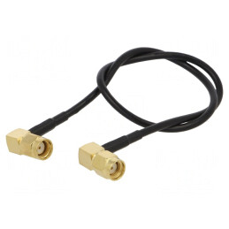 Cablu RF 50Ω 0,3m RP-SMA Tată Unghiular Negru