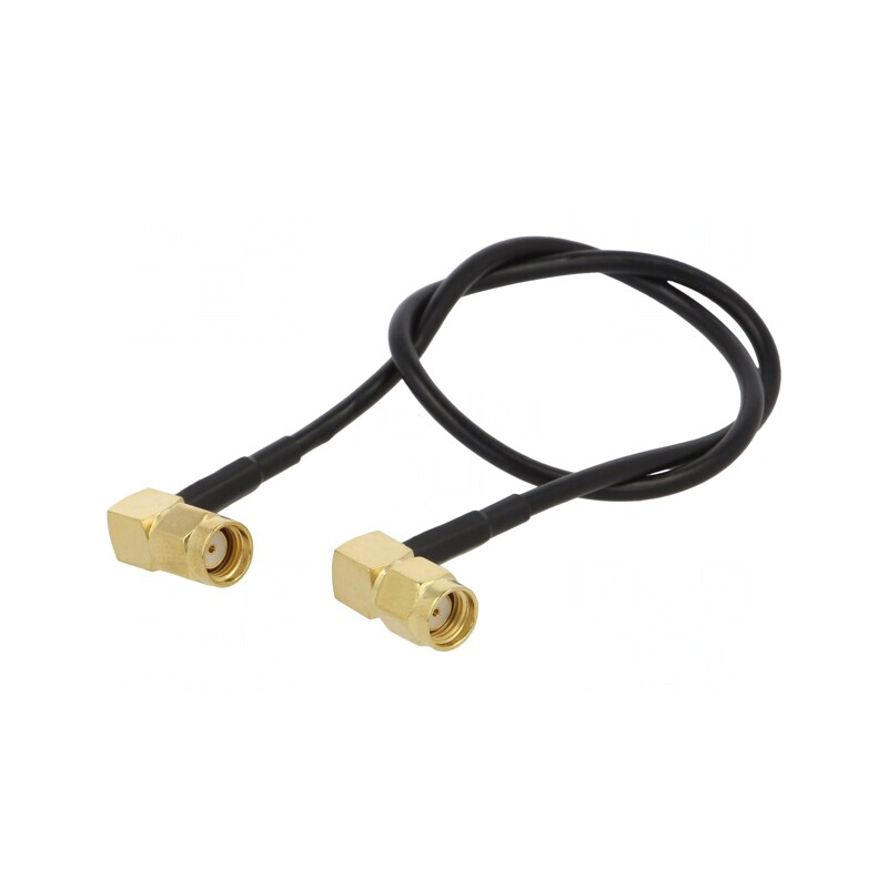Cablu RF 50Ω 0,3m RP-SMA Tată Unghiular Negru | Electronic-mag.ro | Componente Electronice