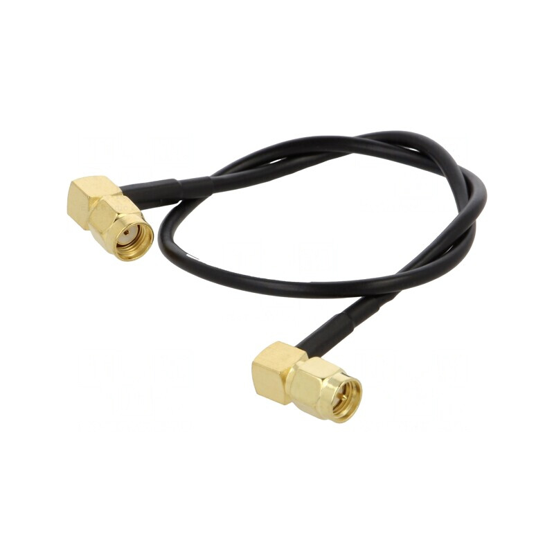 Cablu SMA RP-SMA 50Ω 0.3m Negru în Unghi | Electronic-mag.ro | Componente Electronice