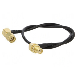 Cablu RF 50Ω 0.3m RP-SMA Tată la SMA Soclu Negru în Unghi | Electronic-mag.ro | Componente Electronice