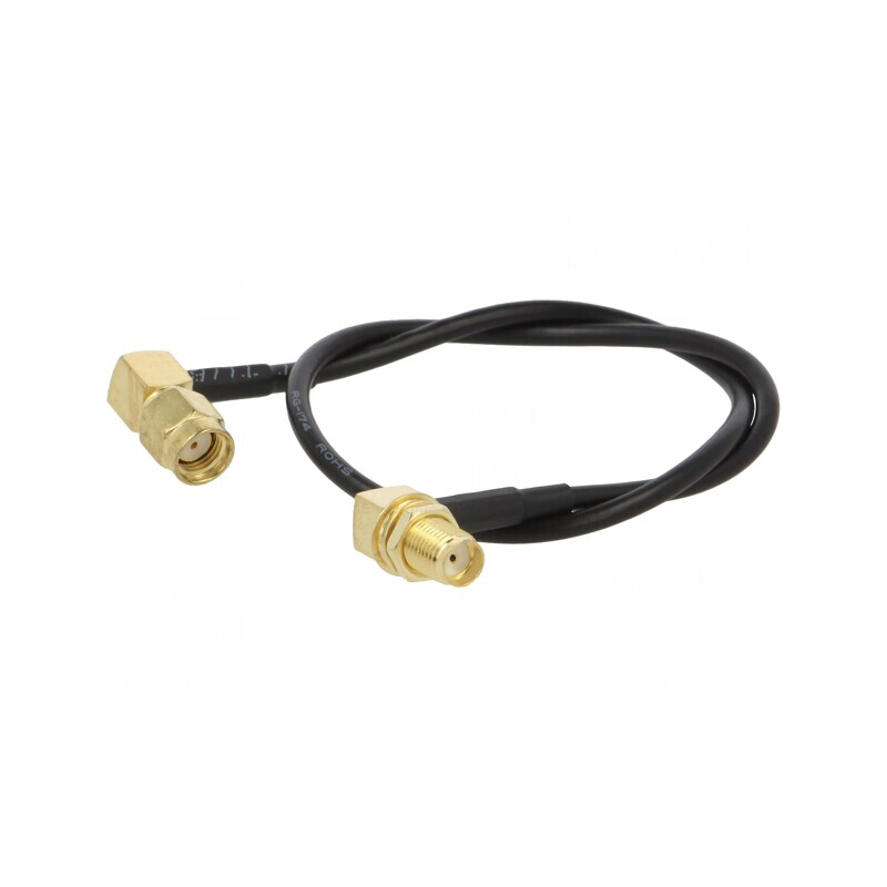 Cablu RF 50Ω 0.3m RP-SMA Tată la SMA Soclu Negru în Unghi | Electronic-mag.ro | Componente Electronice