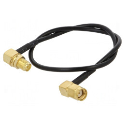 Cablu RP-SMA 50Ω 0,3m Negru în Unghi | Electronic-mag.ro | Componente Electronice