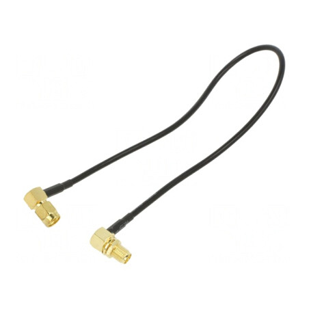 Cablu RP-SMA Mamă la SMA Mufă 0,3m Negru 50Ω în Unghi | Electronic-mag.ro | Componente Electronice