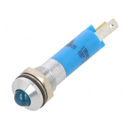 Lampă LED Convex Albastru 24VDC Metal Ø8mm | Electronic-mag.ro | Componente Electronice
