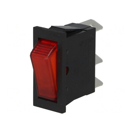 Comutator Rocker SPST ON-OFF 16A 250V Roșu cu Neon | Electronic-mag.ro | Componente Electronice