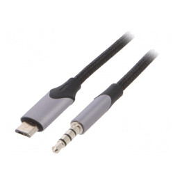 Cablu Audio Jack 3.5mm la USB Micro-B 1.5m Negru | Electronic-mag.ro | Componente Electronice