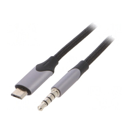 Cablu Audio Jack 3.5mm la USB Micro-B 1.5m Negru | Electronic-mag.ro | Componente Electronice