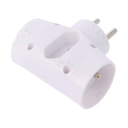 Conector Alimentare AC Spliter 2P 230VAC 2,5A Alb | Electronic-mag.ro | Componente Electronice