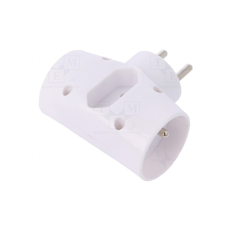 Conector Alimentare AC Spliter 2P 230VAC 2,5A Alb | Electronic-mag.ro | Componente Electronice