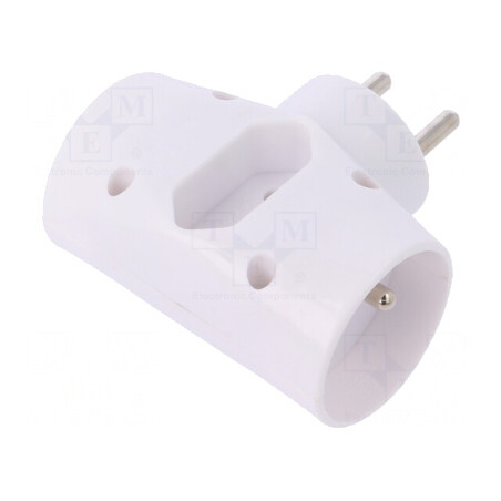 Conector Alimentare AC Spliter 2P 230VAC 2,5A Alb | Electronic-mag.ro | Componente Electronice