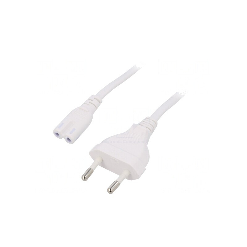 Cablu Alb 1.8m CEE 7/16 la IEC C7 2.5A 250V | Electronic-mag.ro | Componente Electronice