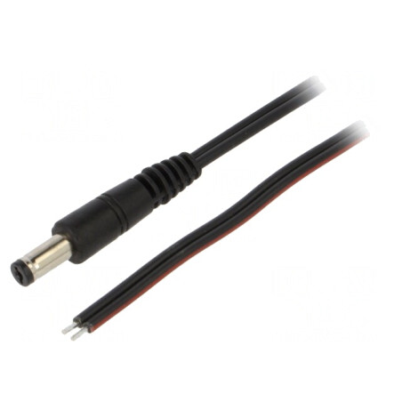 Cablu Alimentare DC Negru 1,5m 2x0,75mm 5,5/1,7 | Electronic-mag.ro | Componente Electronice