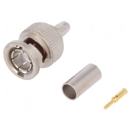 Conector BNC Tată 75Ω Crimpat PTFE Aurit | Electronic-mag.ro | Componente Electronice