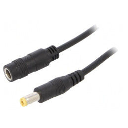 Cablu DC 5,5/2,1 mm Negru 2x0,5mm2 Mufă-Soclu Drept | Electronic-mag.ro | Componente Electronice