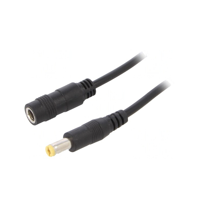 Cablu DC 5,5/2,1 mm Negru 2x0,5mm2 Mufă-Soclu Drept | Electronic-mag.ro | Componente Electronice